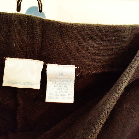 PRO SPIRIT Sweatpants Black 1X Drawstring Excellent Workout Athleisure - Picture 2 of 3